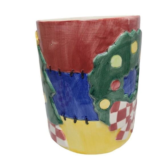 Vintage Kitchen Food Stoage, Lotus 90s Christmas Holiday Ceramic Jar With Lid - Picture 6 of 11